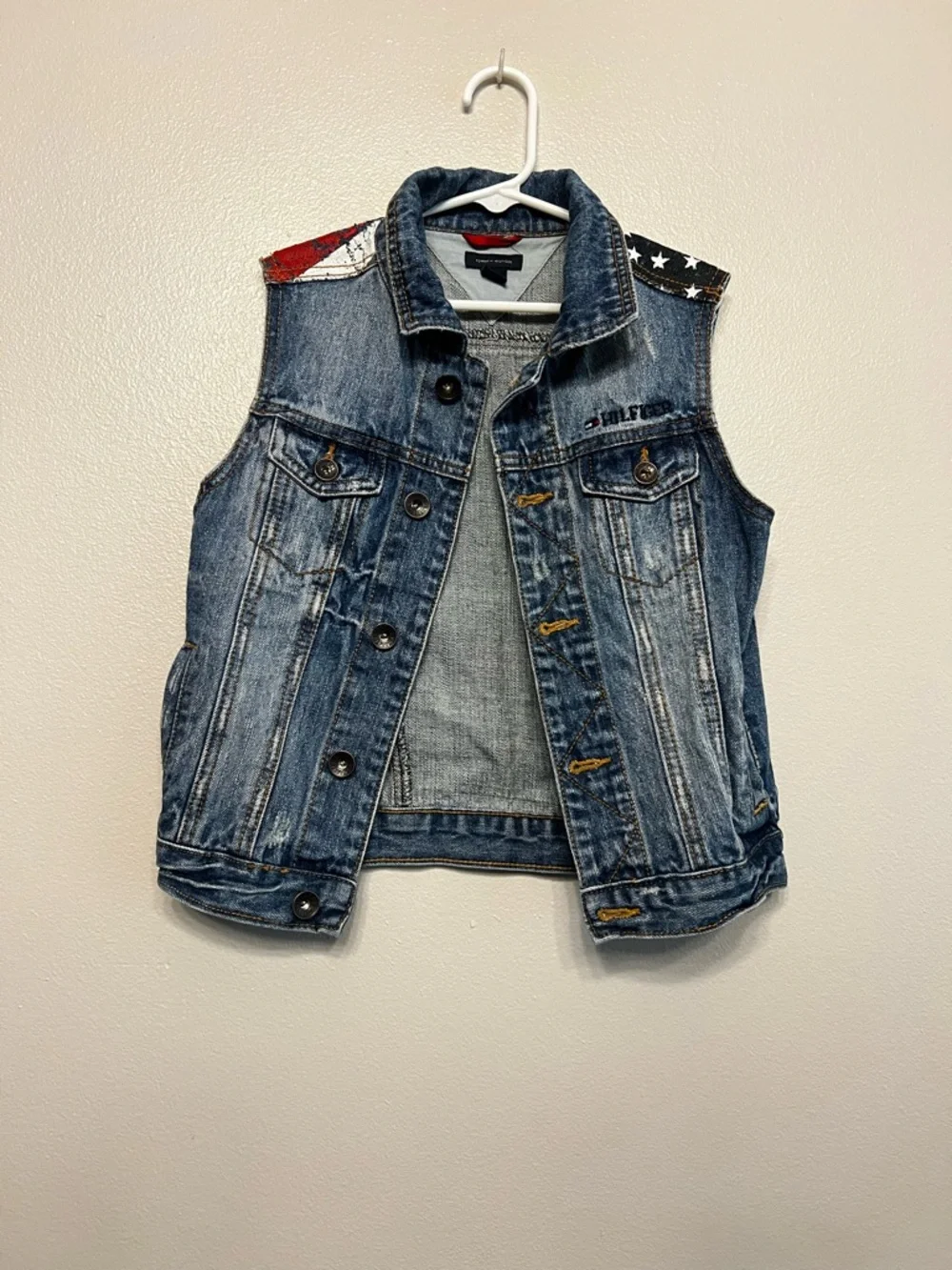 Tommy Hilfiger Denim Vest Red, White & Navy Patriotic Flag Americana Kids Sz 5